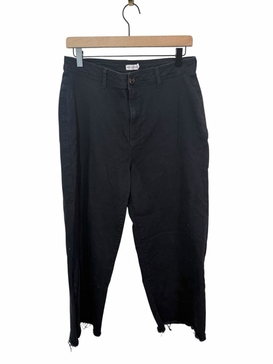 Avec Les Filles Denim - Avec Les Filles Black Cropped Ankle Jeans Chino Cotton Raw Hem Wide Leg